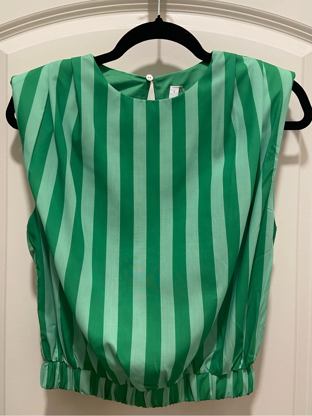 Glam Green Striped Sleeveless Top